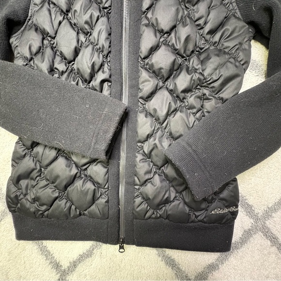 Eddie Bauer Women’s Small Swiss Model 1944 Knit Quilted Down Jacket Rising Sun - Picture 3 of 11